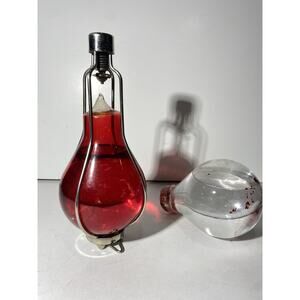 Antique 1800s Red Comet Granade Fire Extinguisher in Hanging Spring Loaded Empty